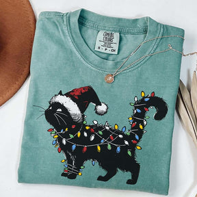 Cute Black Cat Christmas T-Shirt