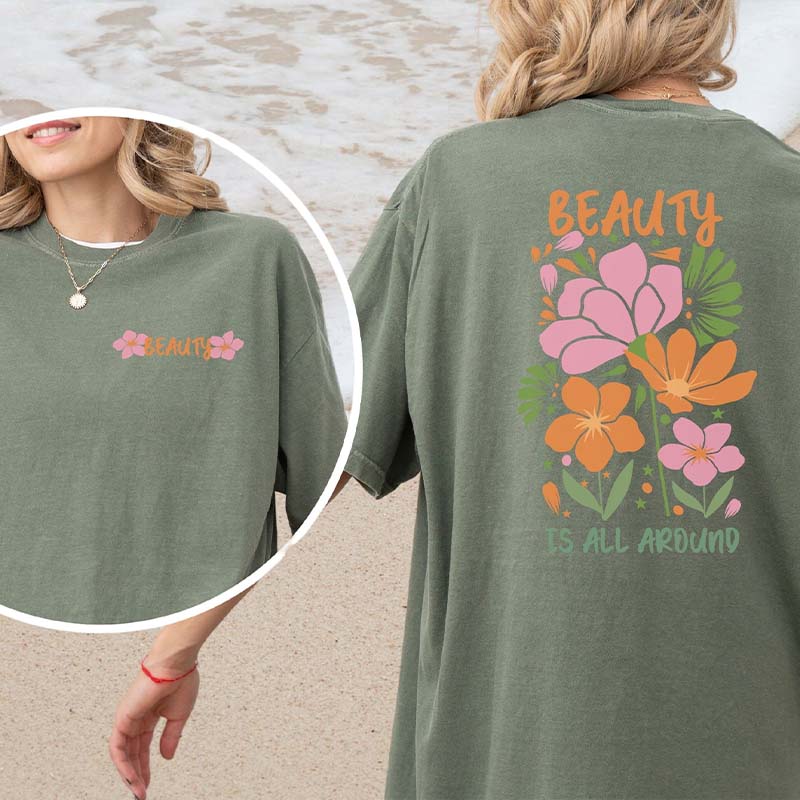 Beauty All Around  Retro Floral T-Shirt