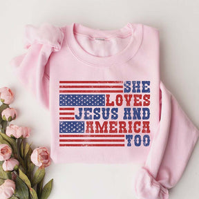 Retro USA She Loves Jesus And America Too Sweatshirt