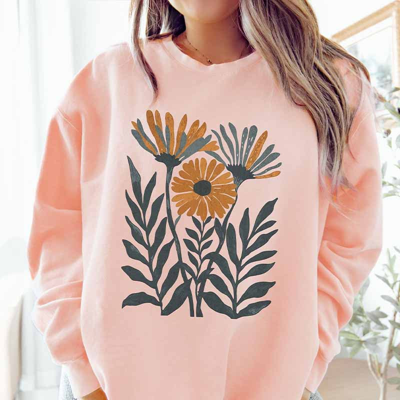 Retro Daisy Flower Lightweight Sweatshirt