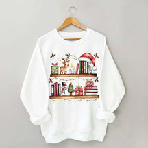 Christmas Bookshelf Book Lover Club Sweatshirt