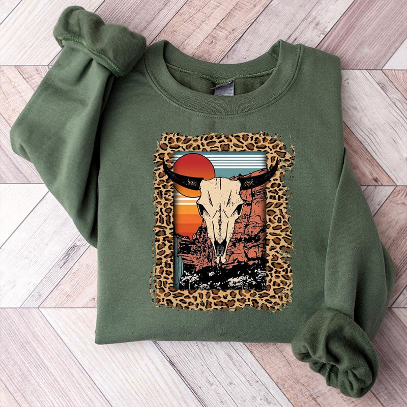 Cow Skull Graphic Desert Sweatshirt