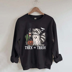 Trick Or Trash Raccoon Halloween Sweatshirt