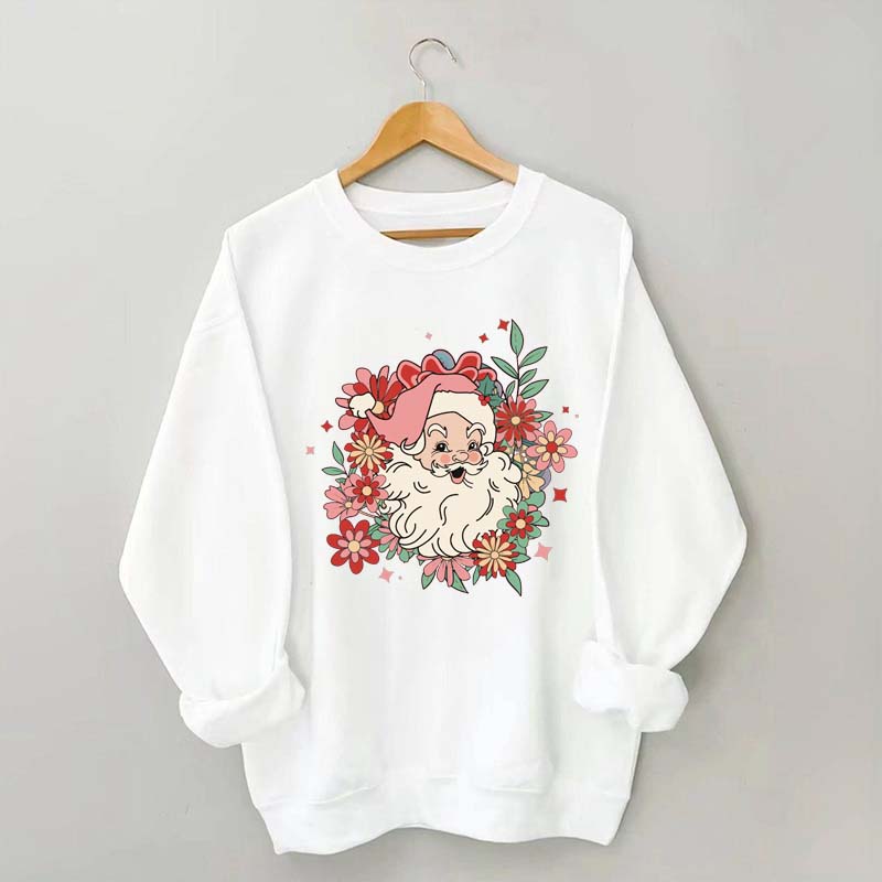 Floral Santa Christmas Daisy Sweatshirt