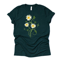 Daisies Flowers Swirls Design T-Shirt