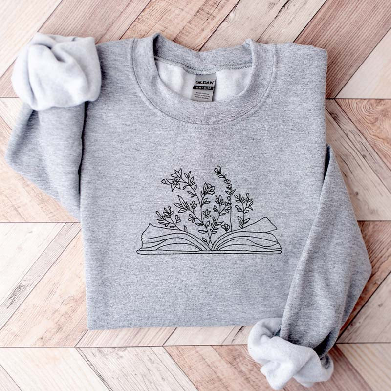 Minimalist Wildflower Book Sweatshirt