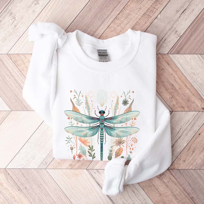 Boho Watercolor Dragonfly Nature Sweatshirt