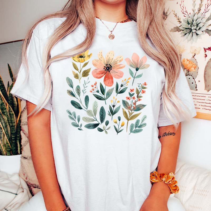 Watercolor Bunch of Flowers Summer T-Shirt