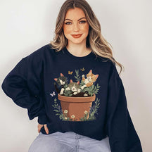 Vintage Cottagecore Cat Plant Sweatshirt