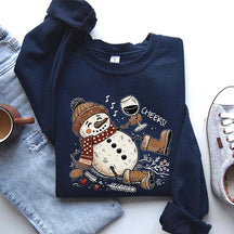 Snowman Wine Christmas Cheers Sweatshirt