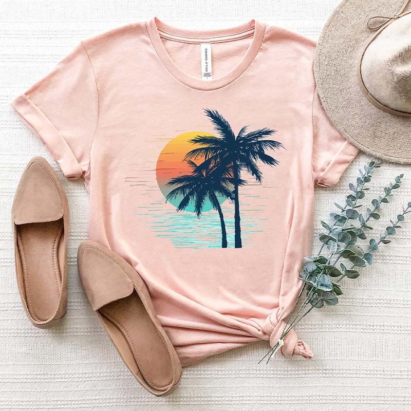 Tropical Island Palm Tree Beach  T-Shirt