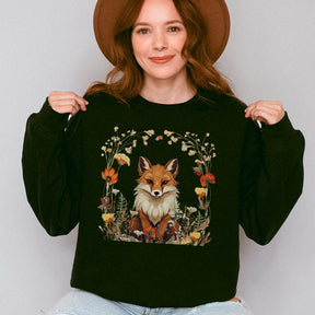 Fox Witchy Floral Woodland Animal Sweatshirt