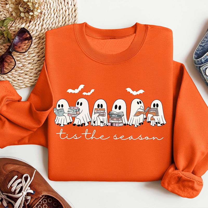 Retro Ghosts Reading Books Teacher Librarian Sweatshirt