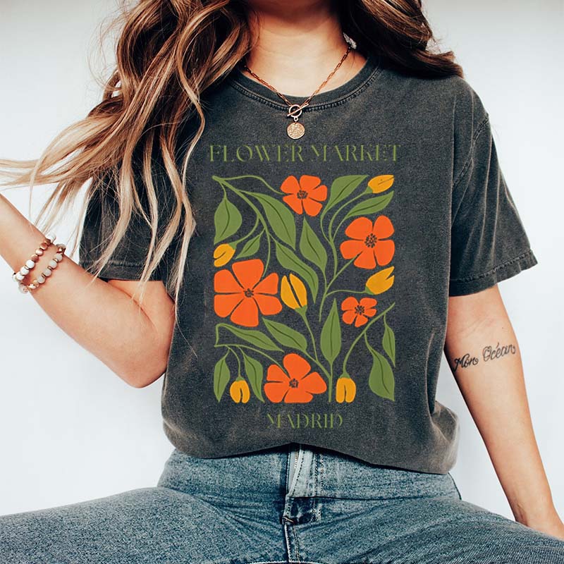 Watercolor Wild Flower Madrid T-Shirt