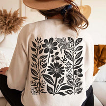 Pressed Black Flower Botanical Sweatshirt