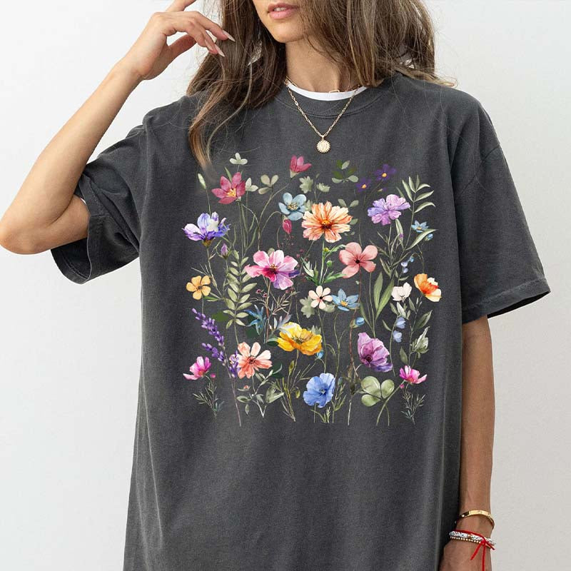 Purple Botanical Floral Wildflowers T-Shirt