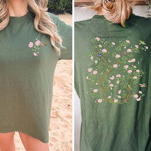 Flower Bush Bird Vintage Floral T-Shirt