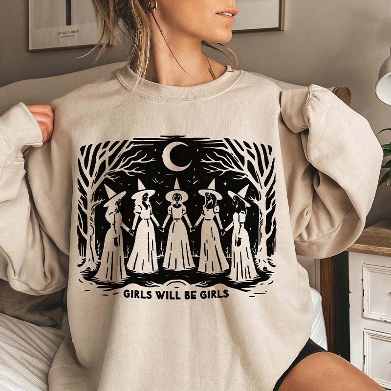 Vintage Girls Will Be Girls Witch Sweatshirt