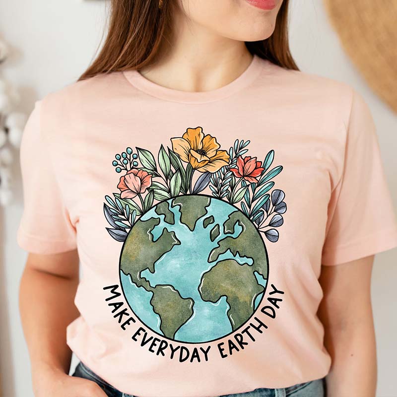 Make Everyday Earth Day Floral Environmental T-Shirt