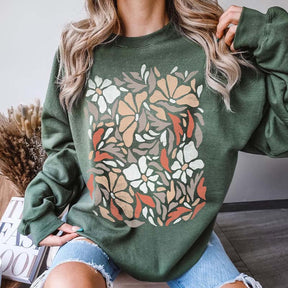 Boho Floral Print Minimalist Sweatshirt