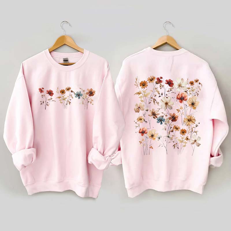 Retro Vintage Pressed Flowers Sweatshirt