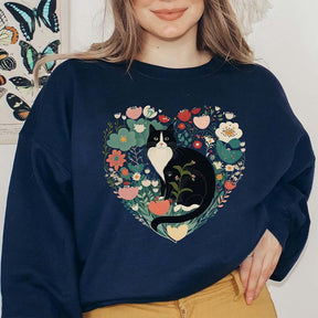 Floral Tuxedo Cat Sweatshirt