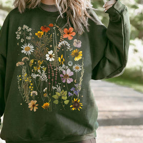 Autumn Botanical Pressed Flowers Sweatshirt