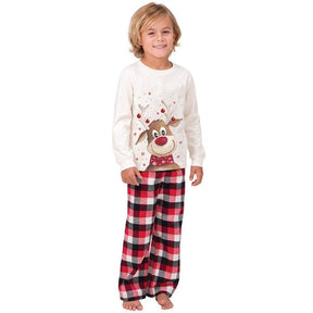 Family Matching Reindeer Plaid Cotton Pajamas Set