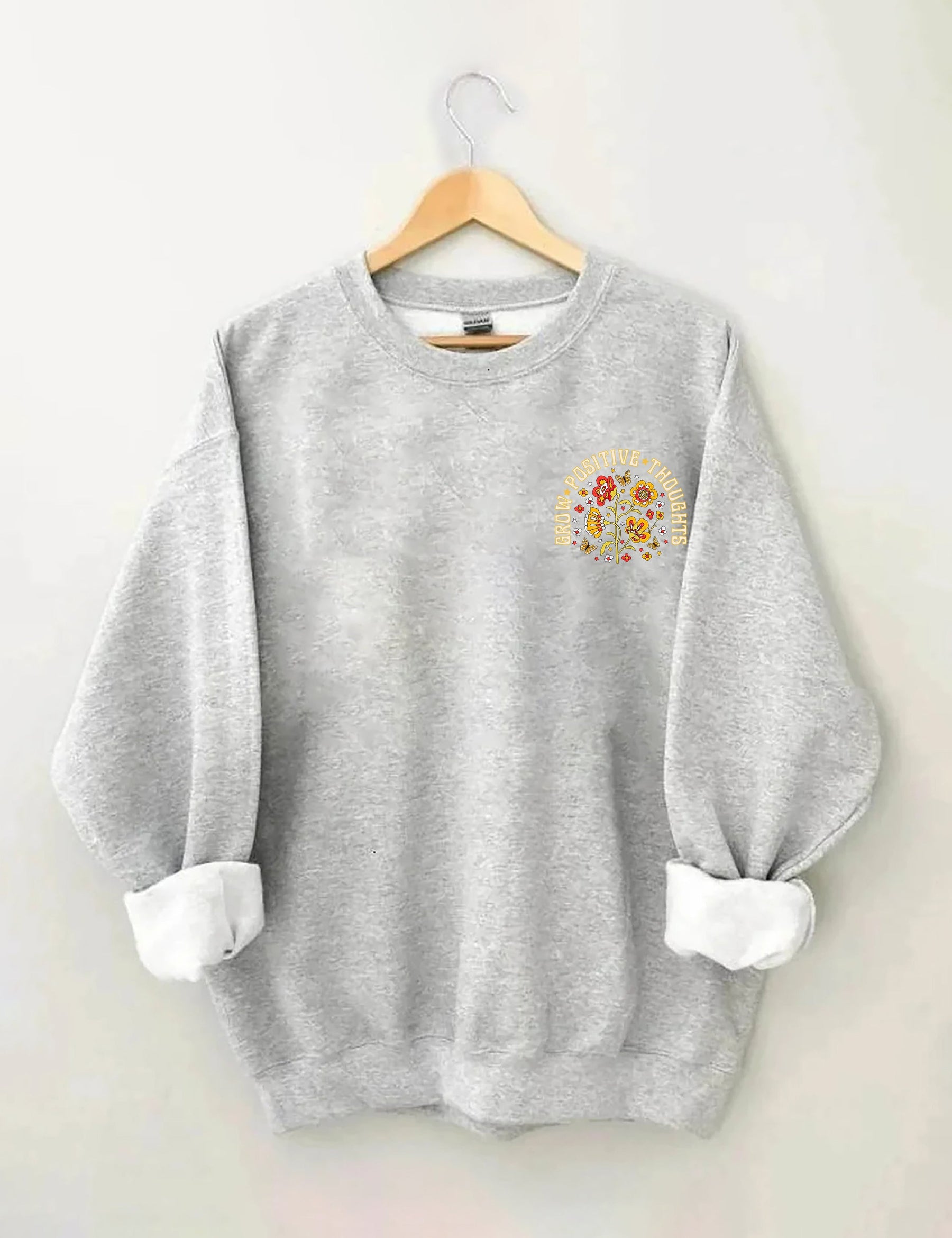 Grow Positive Thoughts Vintage Wildflowers Sweatshirt