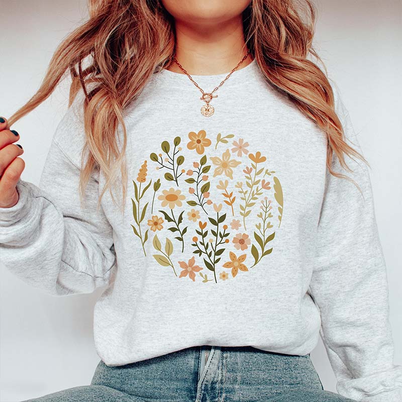 Boho Cottagecore Wildflowers Ring Sweatshirt