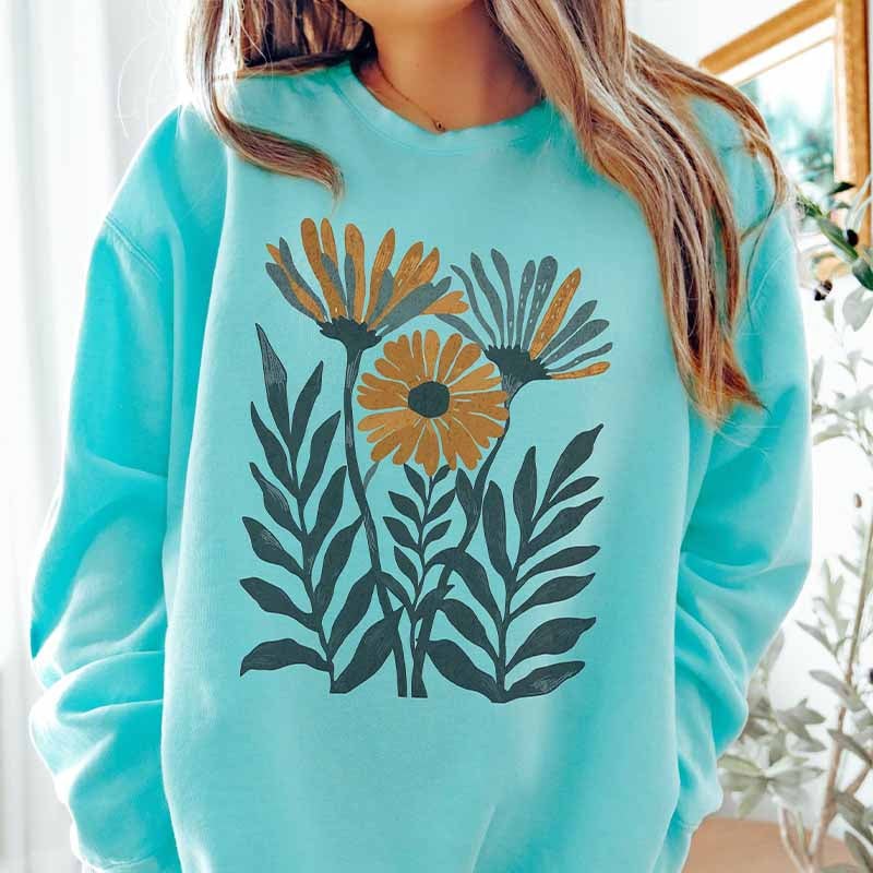 Retro Daisy Flower Lightweight Sweatshirt