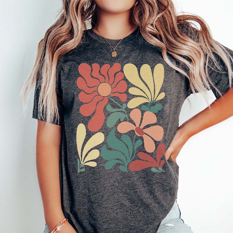 Boho Abstract Wild Flowers  T-Shirt