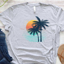 Retro Tropical Sunset Summer Palm Beach T-Shirt