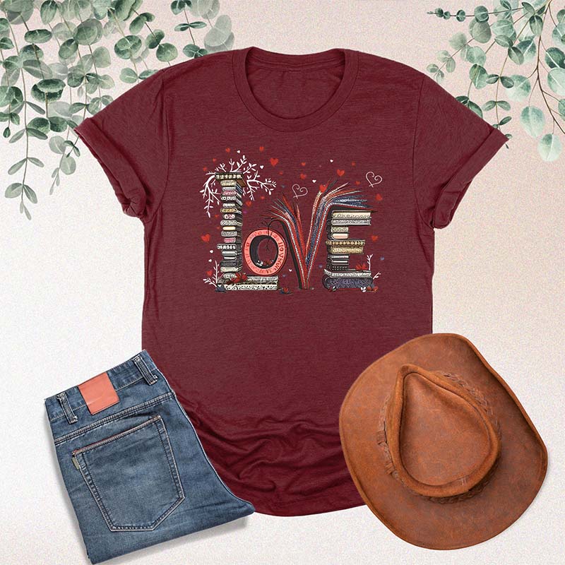 Love Books Bookish Valentines T-Shirt