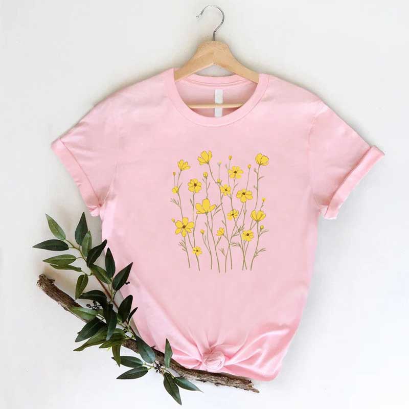 Yellow Flowers Nature Inspired Mom T-Shirt