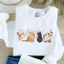 Floral Vintage Kittens and Pressed Flower Sweatshirt