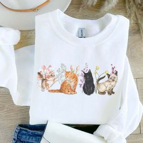 Floral Vintage Kittens and Pressed Flower Sweatshirt