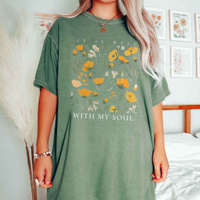 It Is Well With My Soul Yellow Flower T-Shirt