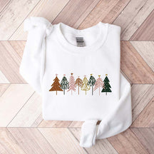 Boho Christmas Trees Minimalist Sweatshirt