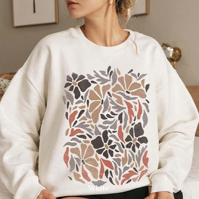 Boho Floral Print Minimalist Sweatshirt