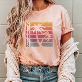 Reto Summer Palm Trees and sunset T-Shirt