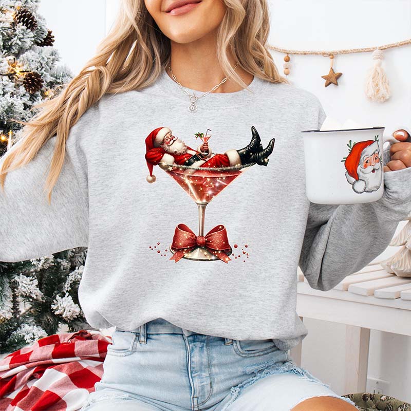 Coquette Christmas Drink Santa's Hot Mess Sweatshirt