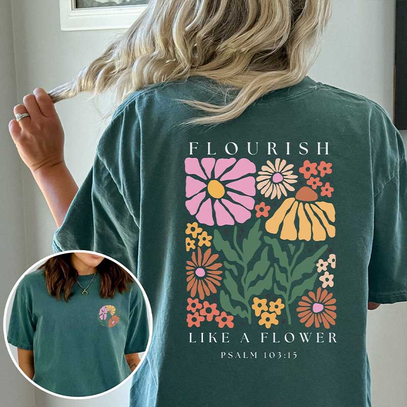 Boho Bible Verse Flourish Like A Flower T-Shirt