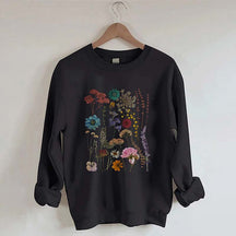 Vintage Colorful Pressed Pressed Flowers Sweatshirt