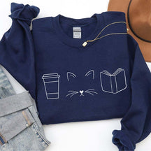 Cats Coffee Books Sweatshirt