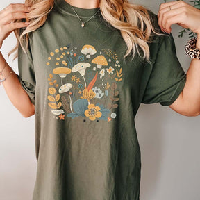 Hippie Mushroom And Flowers T-Shirt