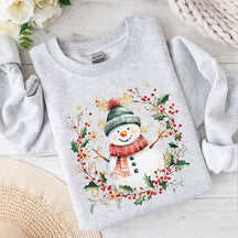 Snowman Wreath Christmas Botanical Sweatshirt