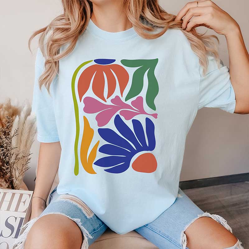 Wildflowers Matisse Art Minimalist Colorful T-Shirt