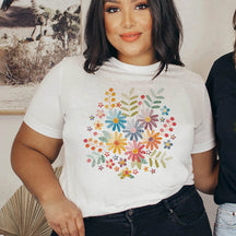 Boho style Flowers Bouquet Printed T-Shirt