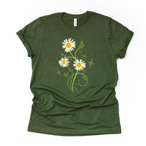 Daisies Flowers Swirls Design T-Shirt